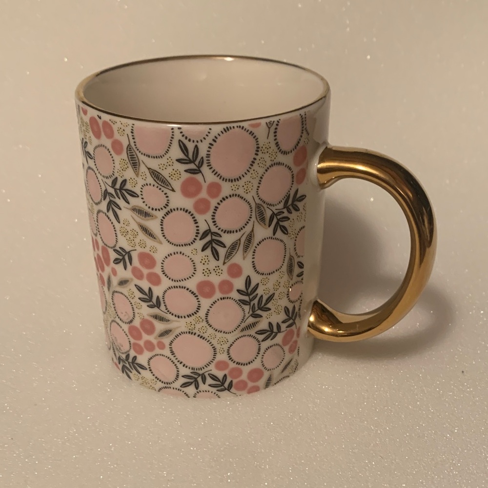 Mainstays Gold Handle Mug with Pink Floral Design